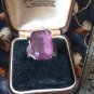Antique Vintage Victorian 1890-s Amethyst Silver Heavy Ring Size US 5 1/2, UK L