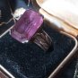 Antique Vintage Victorian 1890-s Amethyst Silver Heavy Ring Size US 5 1/2, UK L