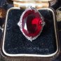 Antique Vintage 1930-s Large Red Paste Sterling Silver Ring Size UK O, US 7
