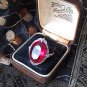Antique Vintage 1930-s Large Red Paste Sterling Silver Ring Size UK O, US 7