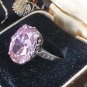 Antique Vintage 1980-s Large Pink Zircon Sterling Silver Ring US 8 1/4, UK Q 1/2