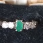 Vintage 1980-s 9 ct Gold Emerald and Zircon Ring Size UK N, US 6.5- Hallmarks!