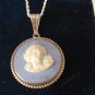 Antique Vintage 1940-s 925 Silver Wedgewood Pendant on 20 Inch Modern 925 Chain.
