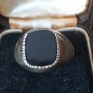 Antique Vintage 1940-s 22ct GOLD on SILVER Onyx Signet Ring Size USA 10, UK U