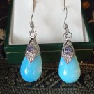 Vintage 1980-s Moonstone and Amethyst 925 Sterling Silver Drop Earrings - Heavy