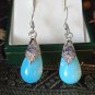 Vintage 1980-s Moonstone and Amethyst 925 Sterling Silver Drop Earrings - Heavy