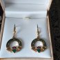 Vintage 1990-s Celtic Irish Claddagh Hand Made Enamel Earrings in Original Box.