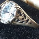 Vintage 1975-s Large Zircon Sterling Silver Signet Ring Size UK R 1/2 US 9