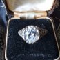 Vintage 1975-s Large Zircon Sterling Silver Signet Ring Size UK R 1/2 US 9
