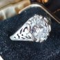 Vintage 1975-s Large Zircon Sterling Silver Signet Ring Size UK R 1/2 US 9