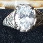 Vintage 1975-s Large Zircon Sterling Silver Signet Ring Size UK R 1/2 US 9