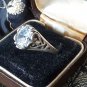 Vintage 1975-s Large Zircon Sterling Silver Signet Ring Size UK R 1/2 US 9