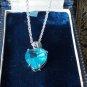 Vintage 1970-s Large Aquamarine Silver Pendant on 18 inch Chain - Hallmarked.
