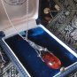 Antique Vintage 1940-s Sterling Silver Large Cognac Amber Pendant on Chain.