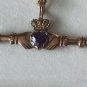 Vintage 1979-s Irish Celtic 14 ct Rolled Gold Claddagh Necklace in Original Box