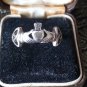 Vintage 1970-s Celtic Claddagh Sterling Silver 925 Ring UK P, US 8 - Beautiful!