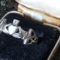 Vintage 1970-s Celtic Claddagh Sterling Silver 925 Ring UK P, US 8 - Beautiful!