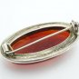 Antique Vintage 1930-s Carnelian Sterling Silver Pin Brooch -Heavy and Beautiful