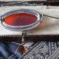 Antique Vintage 1930-s Carnelian Sterling Silver Pin Brooch -Heavy and Beautiful
