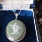 Vintage 1970-s Extremely Large 925 Silver Wedgewood Pendant / 18 inch Chain