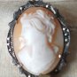 Antique Vintage Victorian  1800-s Sterling Silver Cameo Brooch Hallmarked.