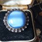 Antique Vintage 1920-s Large Very Heavy Blue Quartz Silver Ring Size US 6, UK M