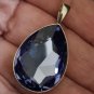 Vintage 1970-s Extremely Large 925 Silver Purple Stone Pendant / 18 inch Chain