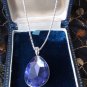 Vintage 1970-s Extremely Large 925 Silver Purple Stone Pendant / 18 inch Chain