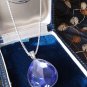 Vintage 1970-s Extremely Large 925 Silver Purple Stone Pendant / 18 inch Chain