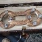 Antique Vintage Victorian  1840-s Gilded Brass Brooch with Zircons- Very Rare!