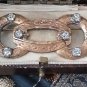 Antique Vintage Victorian  1840-s Gilded Brass Brooch with Zircons- Very Rare!