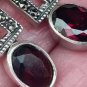 Vintage 1970-s Ruby and Marcasite Sterling Silver Earrings