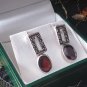 Vintage 1970-s Ruby and Marcasite Sterling Silver Earrings