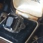 Antique Vintage 1940-s Silver Black Onyx Massive Signet Ring  Size US 9, UK Q