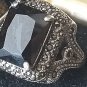 Antique Vintage 1940-s Silver Black Onyx Massive Signet Ring  Size US 9, UK Q