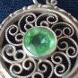 Antique Vintage Victorian 1860-s  Green Peridot Pendant on 18 inch Modern Chain.