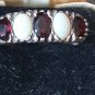 Antique Vintage Victorian 1890-s Ruby and Opal Silver Ring  Size UK P, US 7 1/2