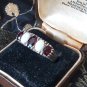 Antique Vintage Victorian 1890-s Ruby and Opal Silver Ring  Size UK P, US 7 1/2