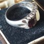 Antique Vintage Victorian 1890-s Ruby and Milky Opal Silver Ring UK P, US 7 1/2