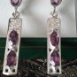 Vintage 1990-s Natural Amethyst Sterling Silver Drop Earrings Beautiful Design!