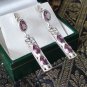 Vintage 1990-s Natural Amethyst Sterling Silver Drop Earrings Beautiful Design!