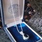 Vintage 1960-s Sterling Silver Black Onyx & Zircons Pendant on Chain.