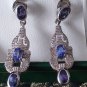 Vintage 1990-s Amethyst Sterling Silver Drop Earrings - Beautiful Design!