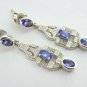 Vintage 1990-s Amethyst Sterling Silver Drop Earrings - Beautiful Design!