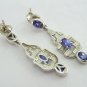 Vintage 1990-s Amethyst Sterling Silver Drop Earrings - Beautiful Design!
