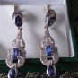 Vintage 1990-s Amethyst Sterling Silver Drop Earrings - Beautiful Design!