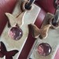 Antique Vintage 1940-s Amethyst Sterling Silver & 9 CT Drop Earrings