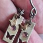 Antique Vintage 1940-s Amethyst Sterling Silver & 9 CT Drop Earrings