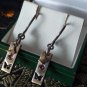 Antique Vintage 1940-s Amethyst Sterling Silver & 9 CT Drop Earrings