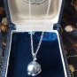 Vintage 1970-s 925 Sterling Silver Large Black Pearl Pendant / 18 inch Chain